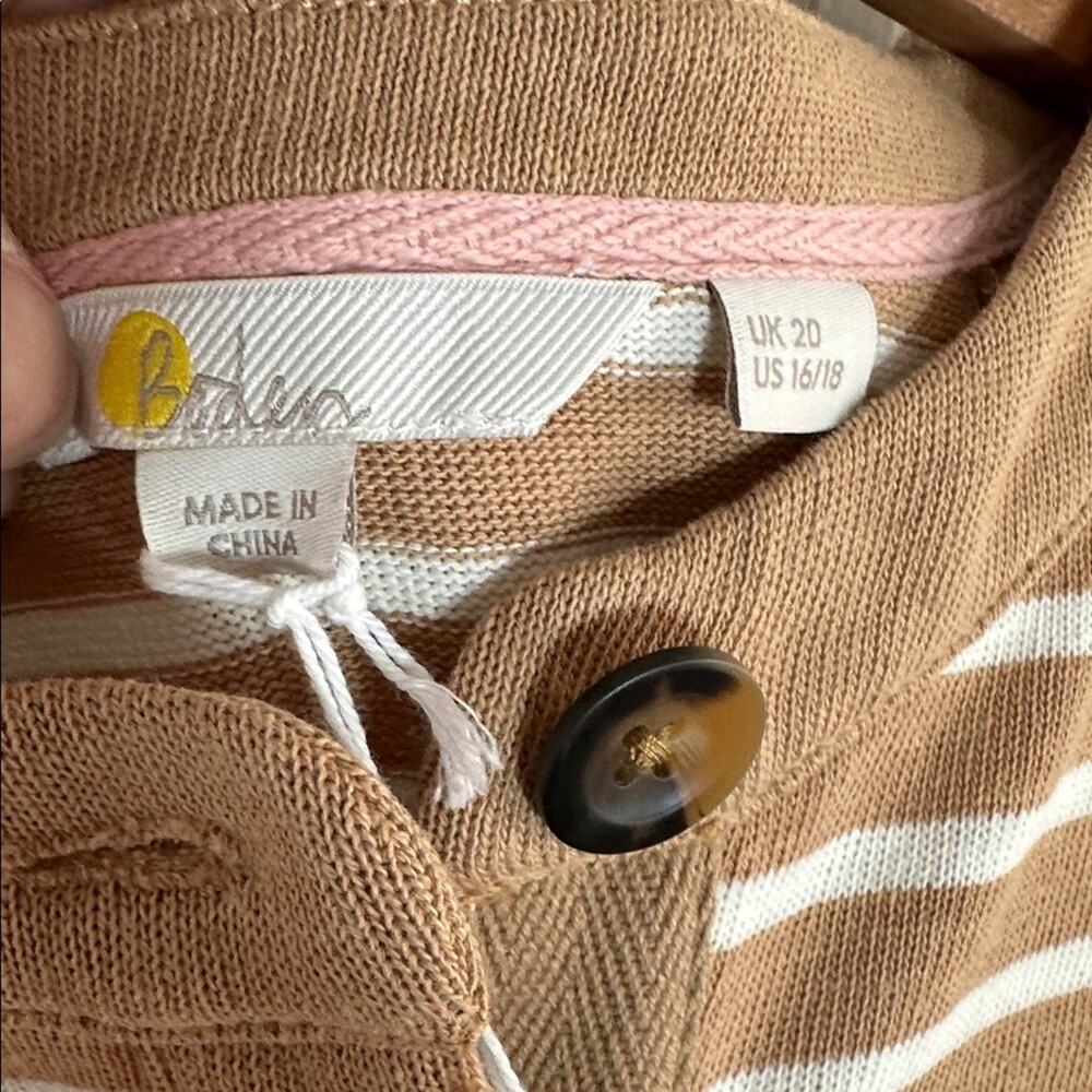 NEW Boden Henley Breton Camel Tan Striped Long Sleeve Shirt Sweatshirt US 16/18 - Picture 5 of 11